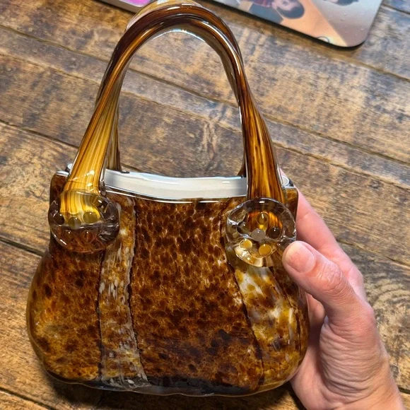 Murano esque glass purse- beautiful tortoise patterns - Picture 2 of 5